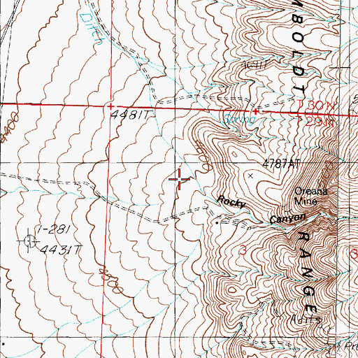 Topographic Map of O'Neil Caon Creek, NV
