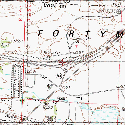 Topographic Map of East Fernley Interchange, NV