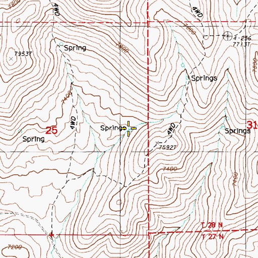 Topographic Map of Twenty Five Spring, NV