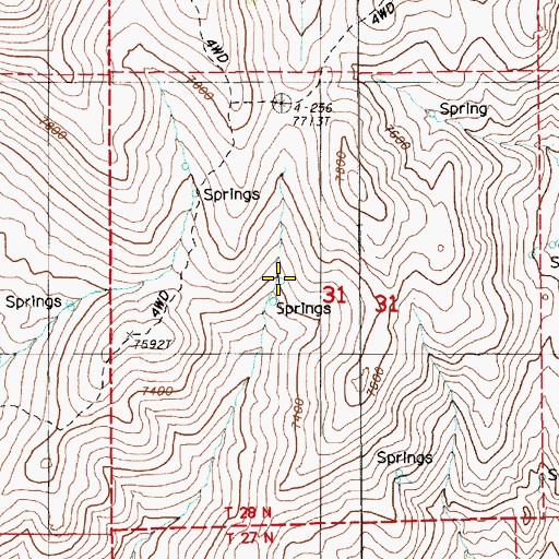 Topographic Map of Summit Spring, NV