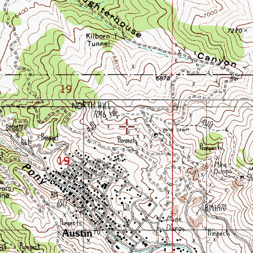 Topographic Map of Cummings Lease Tunnel, NV