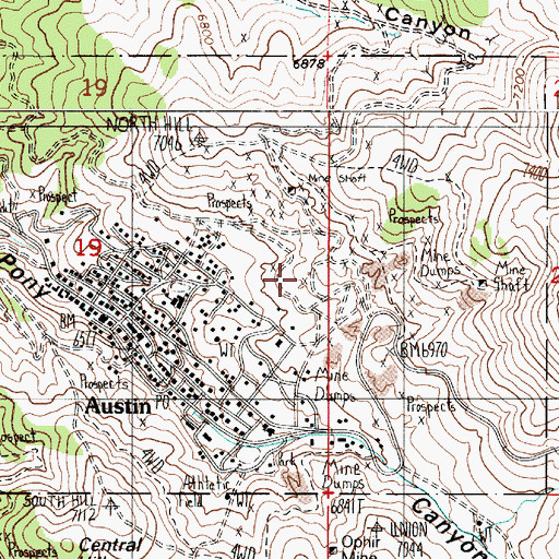 Topographic Map of Blue Incline, NV