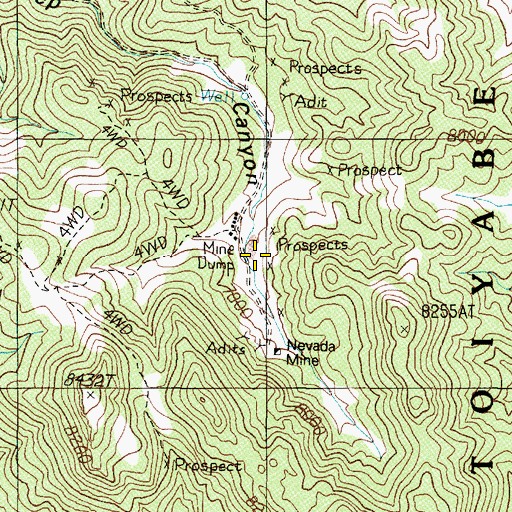 Topographic Map of Knickerbocker Spring, NV