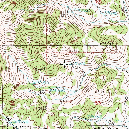 Topographic Map of Double Spring, NV