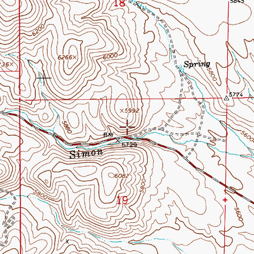 Topographic Map of Simons Canyon, NV