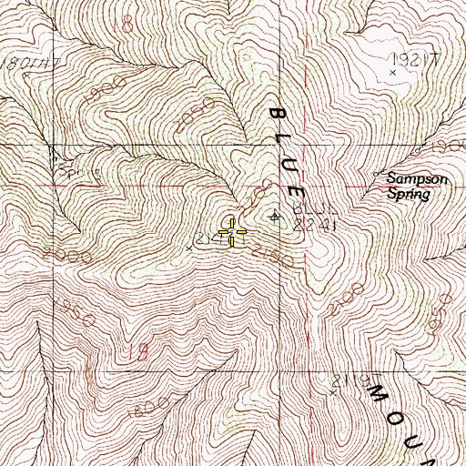 Topographic Map of Blue Mountain, NV