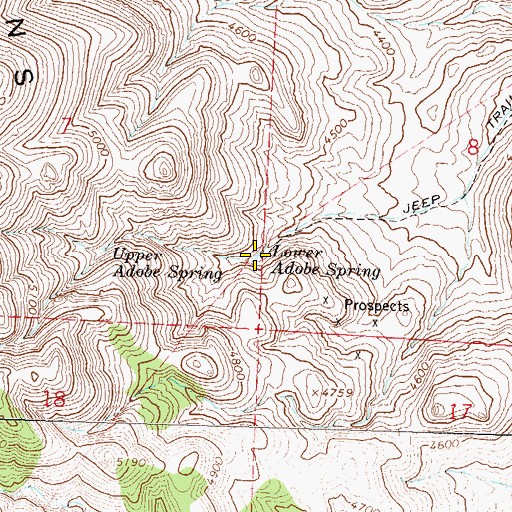 Topographic Map of Lower Adobe Spring, NV