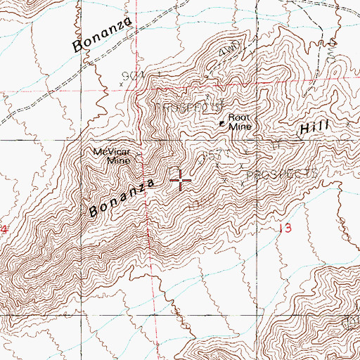 Topographic Map of Bonanza Hill, NV