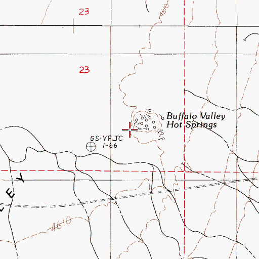 Topographic Map of Buffalo Valley Hot Springs, NV