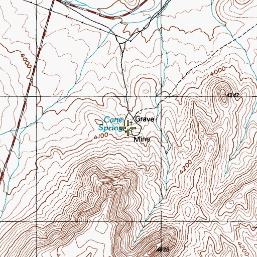 Topographic Map of Cane Spring, NV