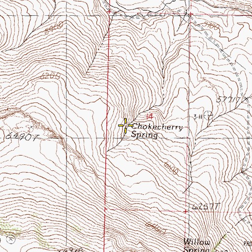Topographic Map of Chokecherry Spring, NV