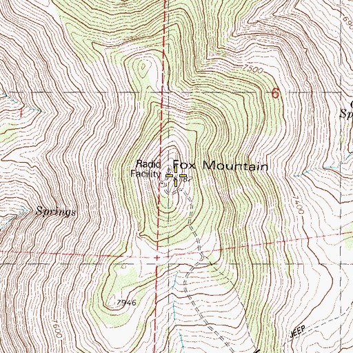 Topographic Map of Fox Mountain, NV
