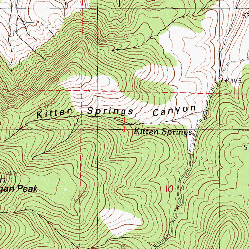 Topographic Map of Kitten Springs, NV