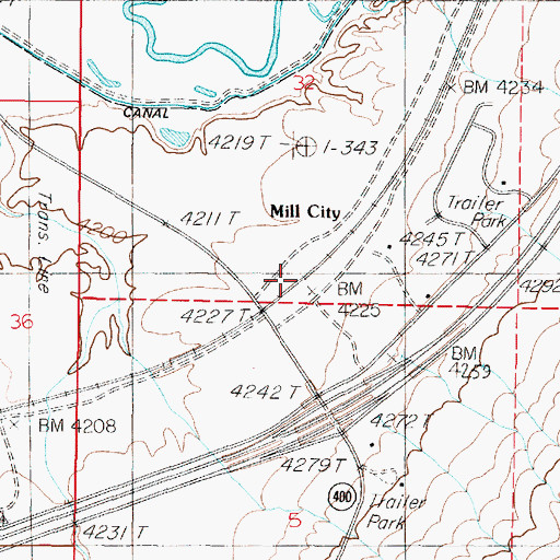 Topographic Map of Mill City, NV