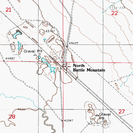 Topographic Map of North Battle Mountain, NV