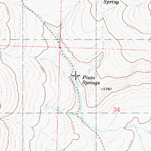 Topographic Map of Pinto Springs, NV