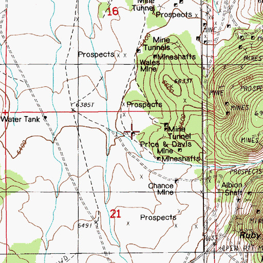Topographic Map of Price and Davis Mine, NV