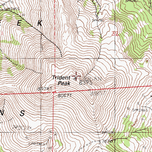Topographic Map of Trident Peak, NV