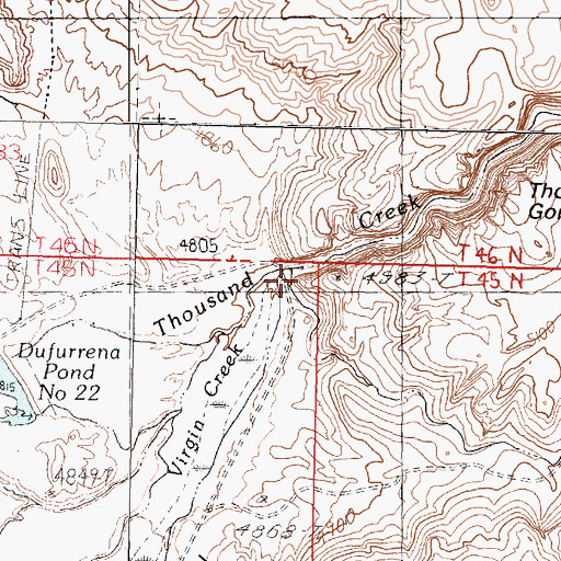 Topographic Map of Virgin Creek, NV