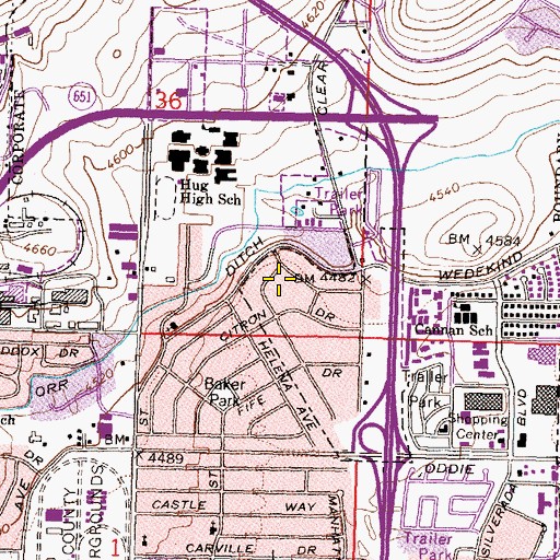 Topographic Map of English Mill (historical), NV