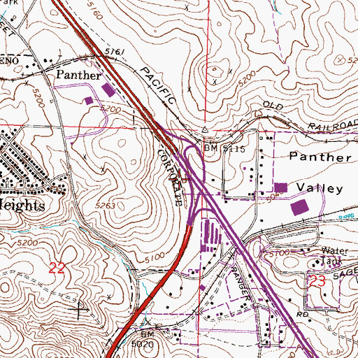 Topographic Map of US395B Interchange, NV