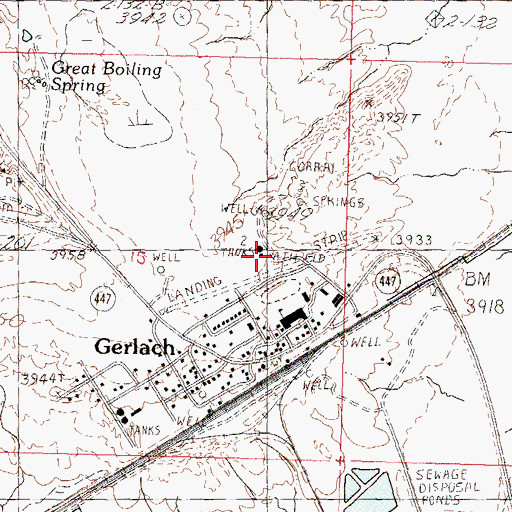 Topographic Map of Gerlach Landing Strip (historical), NV