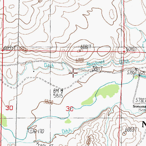 Topographic Map of Burkham Ranch, NV