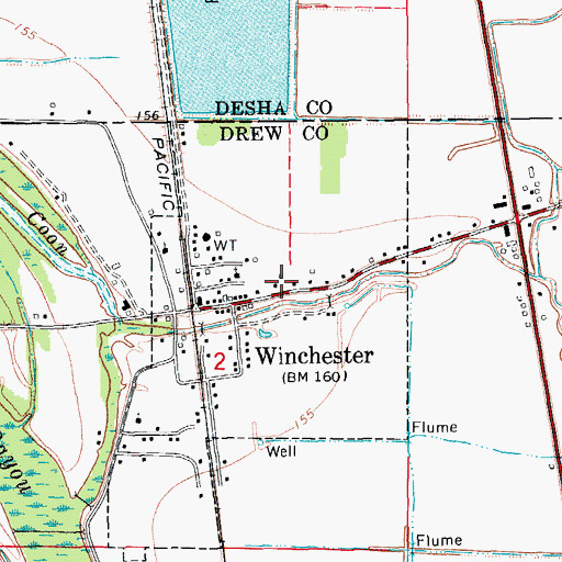Topographic Map of Winchester Post Office, AR