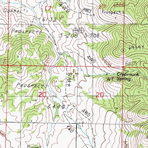 Topographic Map of Box Spring, NV