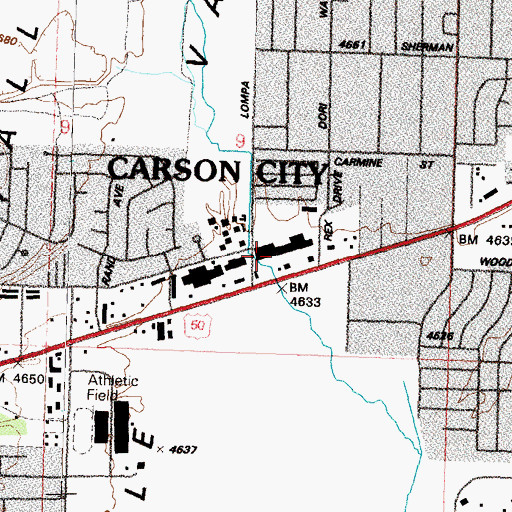 Topographic Map of Carson City Square, NV
