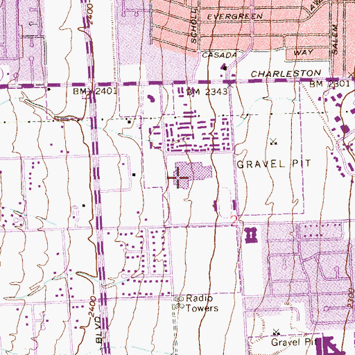 Topographic Map of Bonanza High School, NV