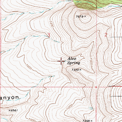 Topographic Map of Alex Spring, NV