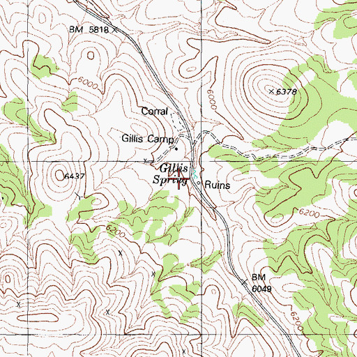 Topographic Map of Gillis Station (historical), NV