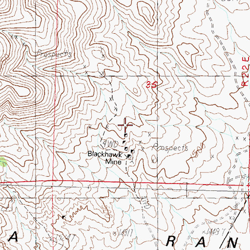 Topographic Map of Lizard Mine, NV