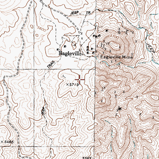 Topographic Map of Eagleville Mining District, NV