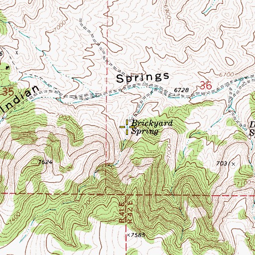 Topographic Map of Brickyard Spring, NV