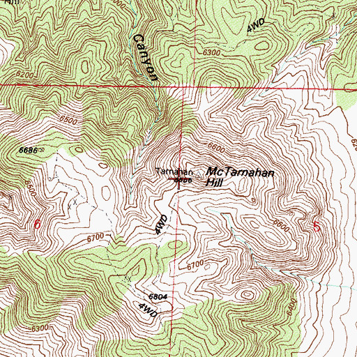 Topographic Map of McTarnahan Hill, NV
