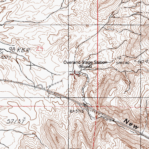 Topographic Map of Overland Stage Station, NV