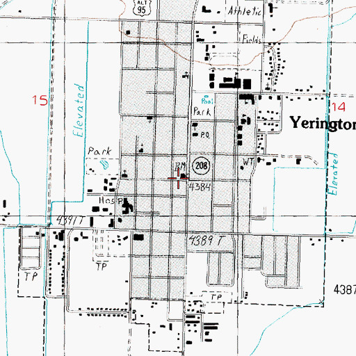 Topographic Map of Yerington, NV