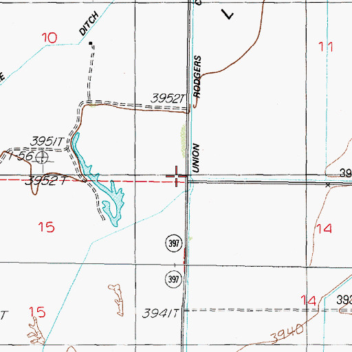 Topographic Map of Union Rodgers Canal, NV