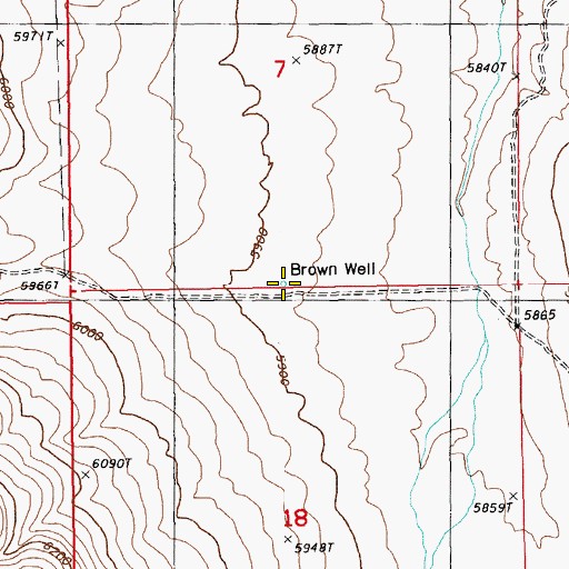 Topographic Map of Brown Well, NV