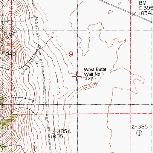 Topographic Map of West Butte Well Number 1, NV