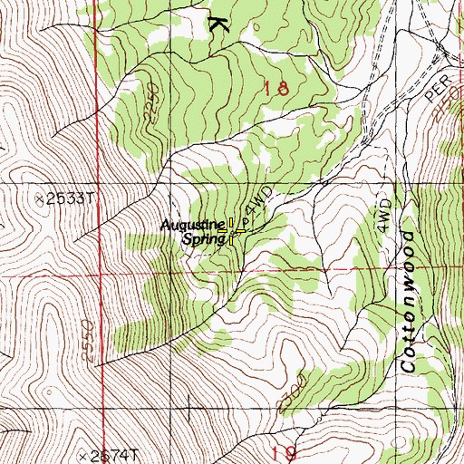 Topographic Map of Augustine Spring, NV