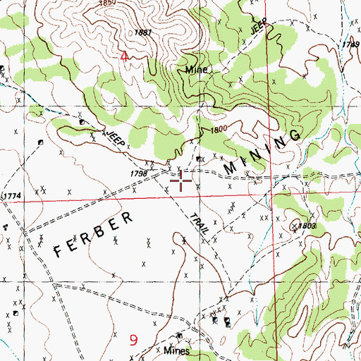 Topographic Map of Ferber Mining District, NV