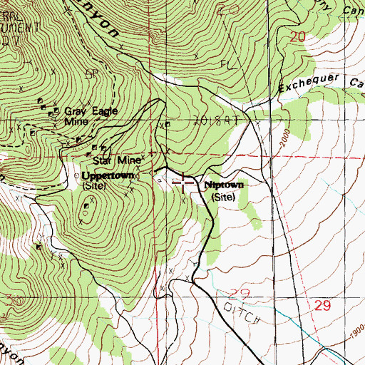 Topographic Map of Niptown (historical), NV