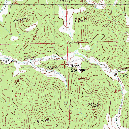 Topographic Map of Rock Springs, NV