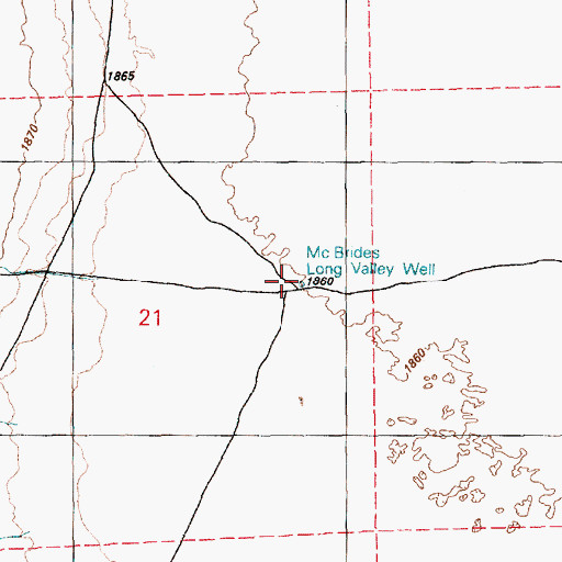 Topographic Map of McBrides Long Valley Well, NV