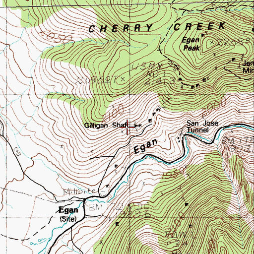 Topographic Map of Gilligan Shaft, NV