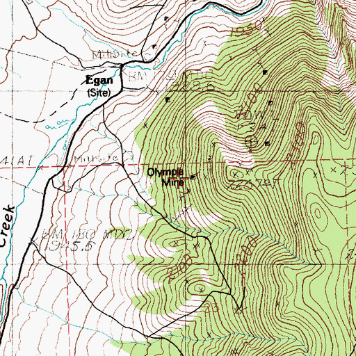 Topographic Map of Olympia Mine, NV