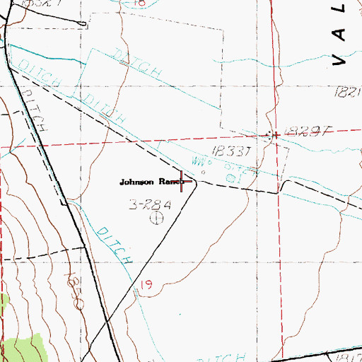 Topographic Map of Johnson Ranch, NV